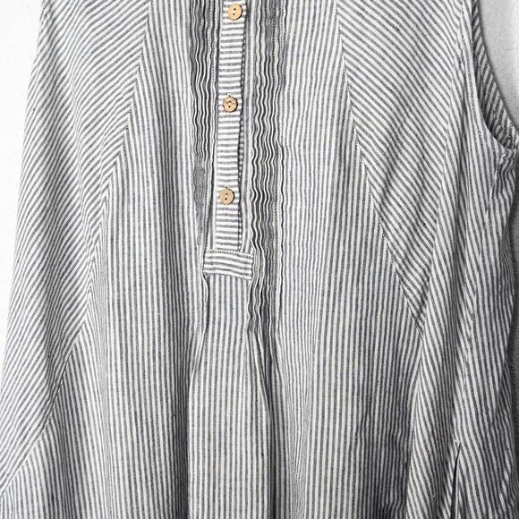 Yuvita Women’s Dress Artisanal Boho Striped Sleeveless Linen Button Front Sz XL - Picture 5 of 9